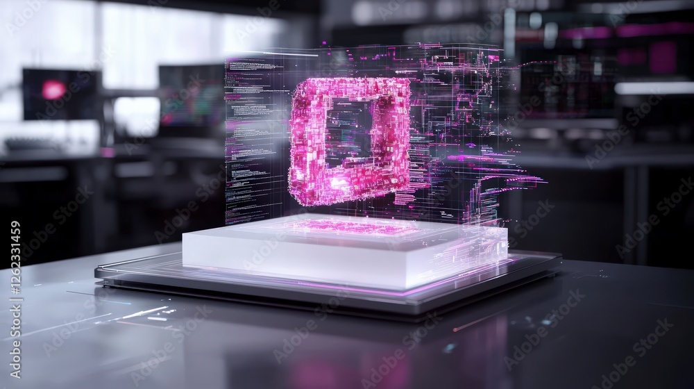 Poster futuristic digital chip innovation technology code circuitry data