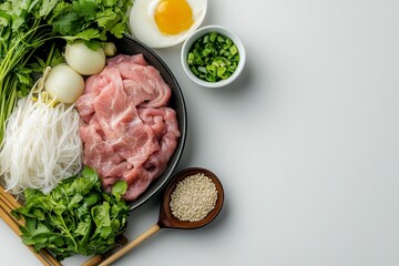 Overhead View of Fresh Asian Cooking Ingredients