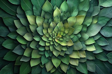 Fototapeta premium An captivating arrangement of lush green leaves creates a stunning natural mosaic, evoking nature's growth and the freshness of spring season.