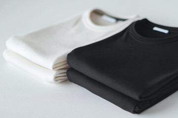 Stack of t-shirts, basic colors t-shirts