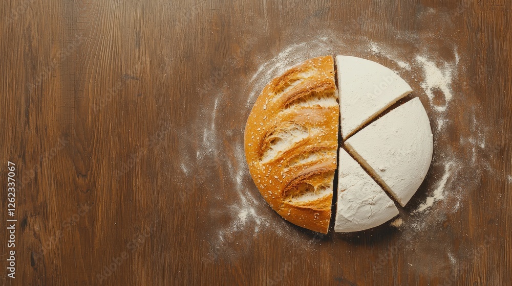 Poster a pie chart comparing cost breakdowns for artisan and standard bread.