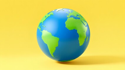 Fototapeta premium 3D Globe on Yellow Background | Earth Concept Illustration