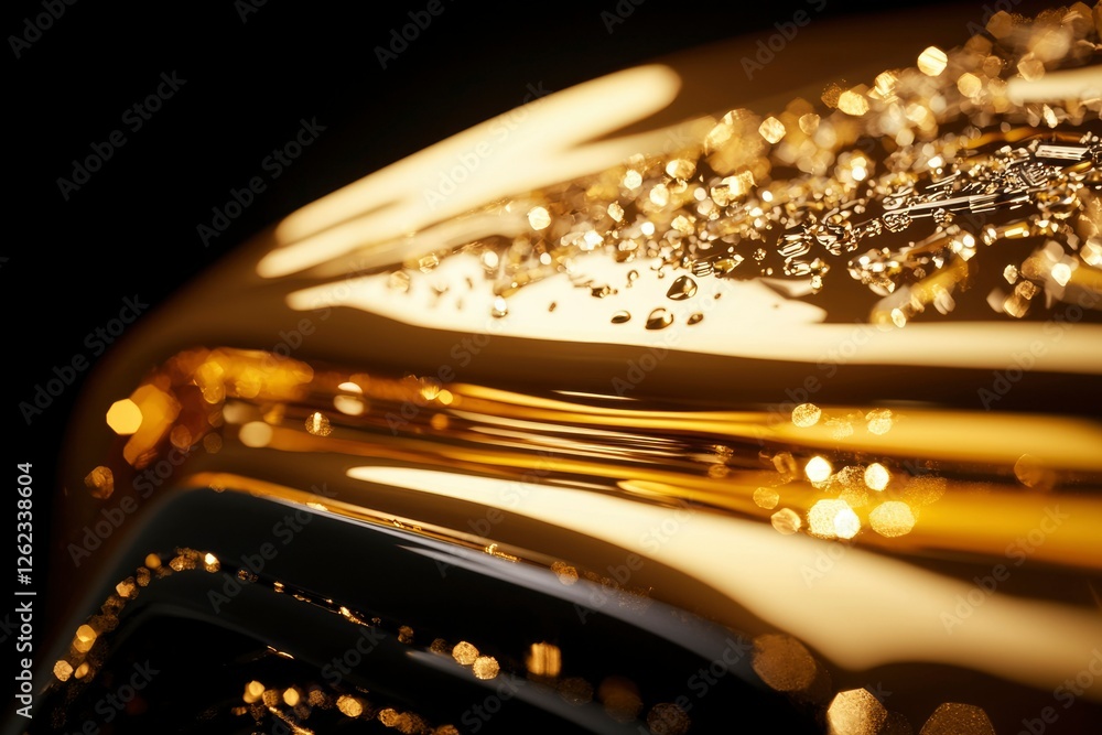 Poster abstract gold surface with particles. shiny backdrop for elegance