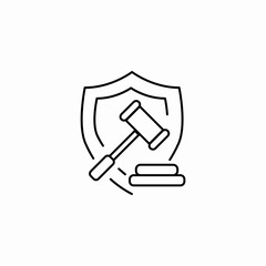 Hammer justice protection shield icon vector sign