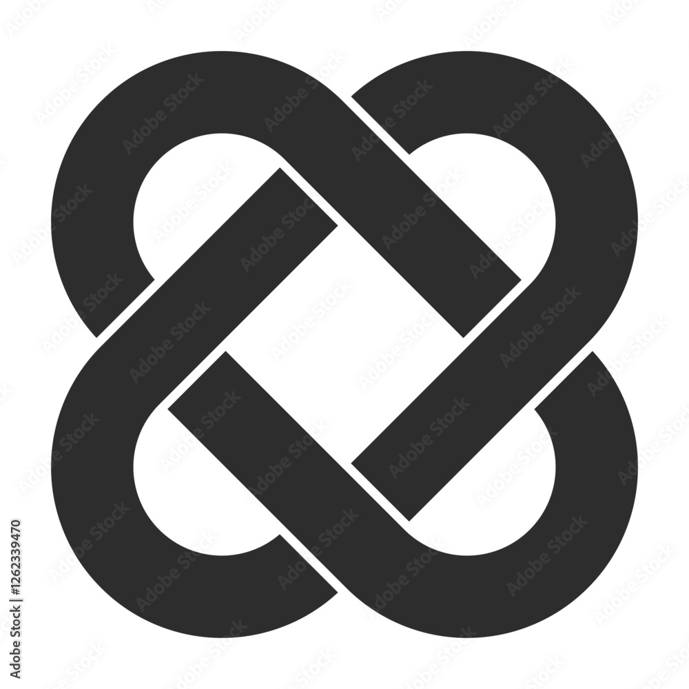 Poster Knot interconnection symbol of connection by four intertwined loops