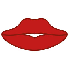  Red lips with a kissing shape, outlined in burgundy