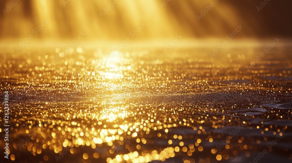 Poster golden texture with sparkling highlights reflecting light on a smooth surface