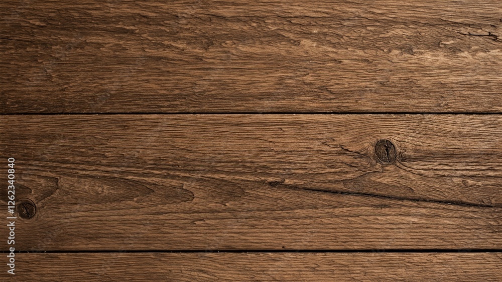 Poster close-up of rustic wooden planks with rich brown tones and natural grain patterns, creating a warm a