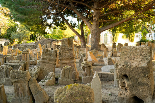 Il complesso archeologico con i resti del Santuario punico del Tophet Salammbo dell'antica Cartagine, Cartagine, TUNISIA, Area archeologica di Cartagine,. Cartagine, Tunisia, Nord Africa