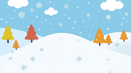 Naklejka premium Snowy Winter Landscape with Colorful Trees