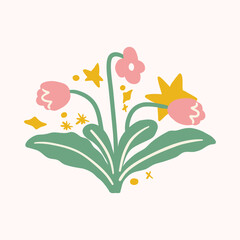 colorful illustration of cute flower bouquet