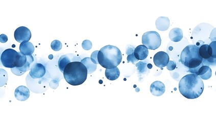 Abstract Blue Watercolor Background with Dots and Bubbles on White