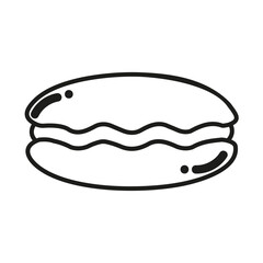 Isolated black and white macaroon on white background hand drawn