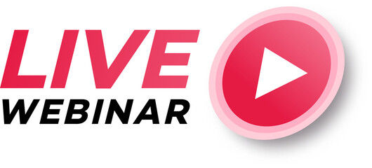 Webinar live emblem flat style for promo