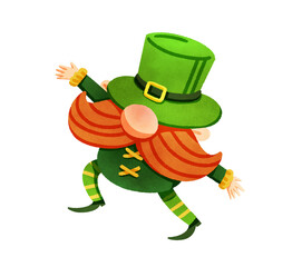 Whimsical Green Gnome Character Illustration