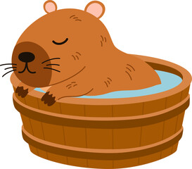 Cute capybara. Funny flat cartoon animal. Kawaii hand drawn capibara print design for sticker, postcard, tshirt. Vector illustration isolated on the white background. 