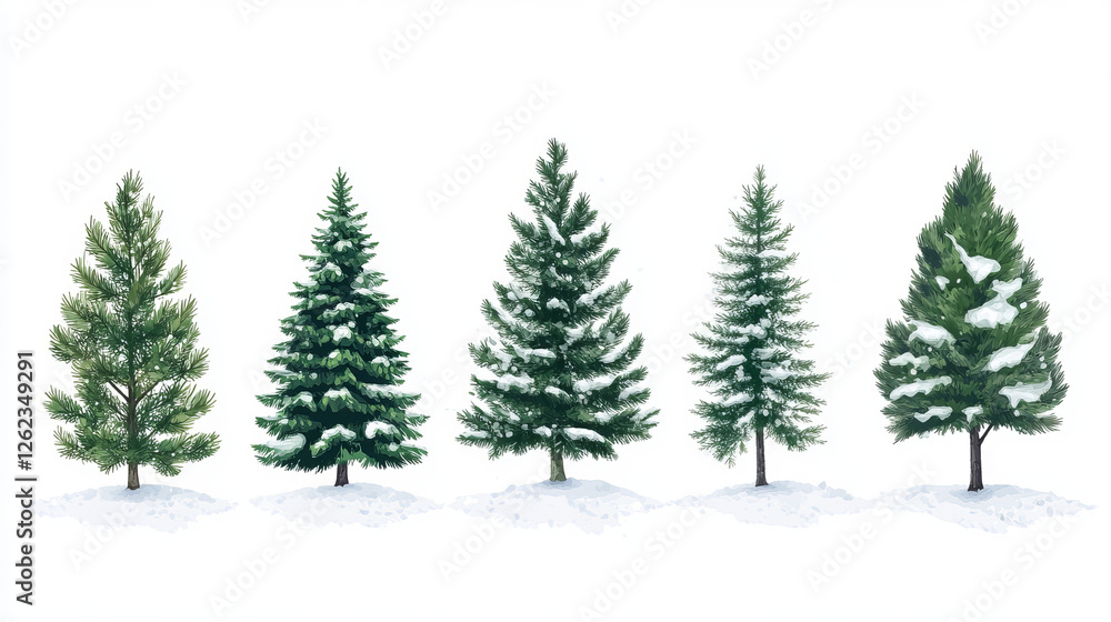 Poster set of new year pines for christmas holiday design. vector version also available in gallery