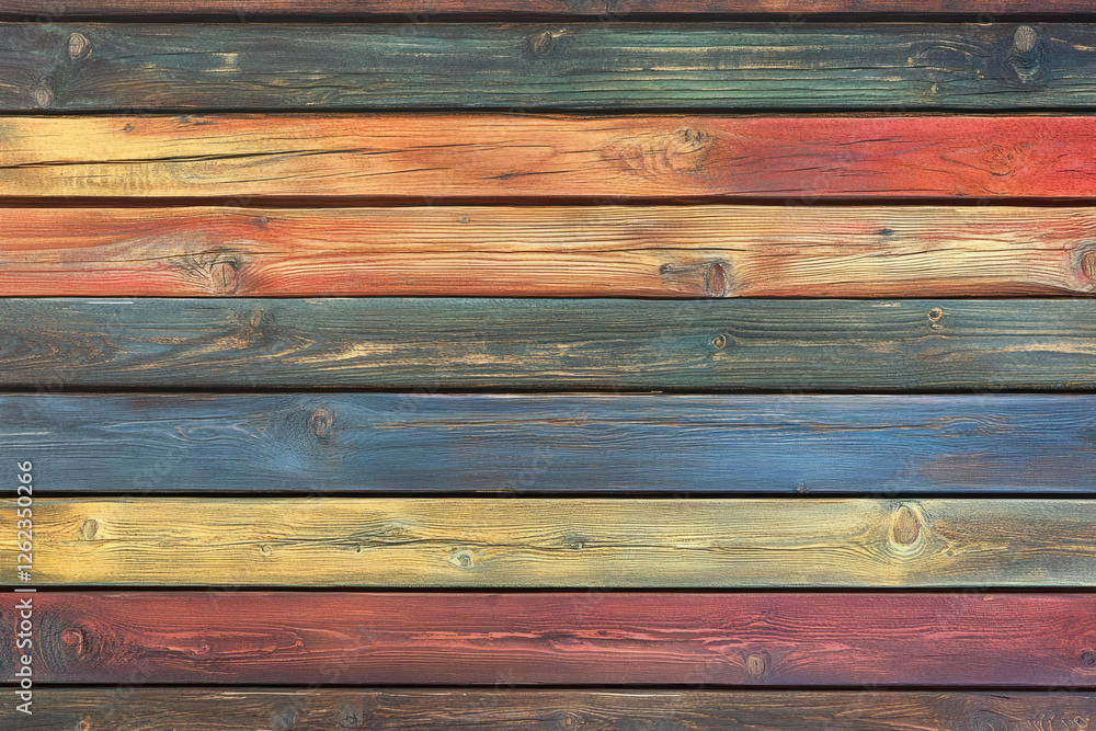 Poster multicolored rustic wooden planks background texture image