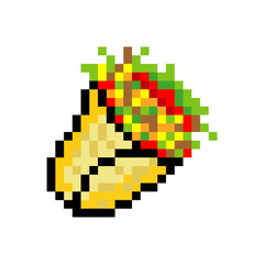 Fototapeta premium Fast food Burrito in pixel art style