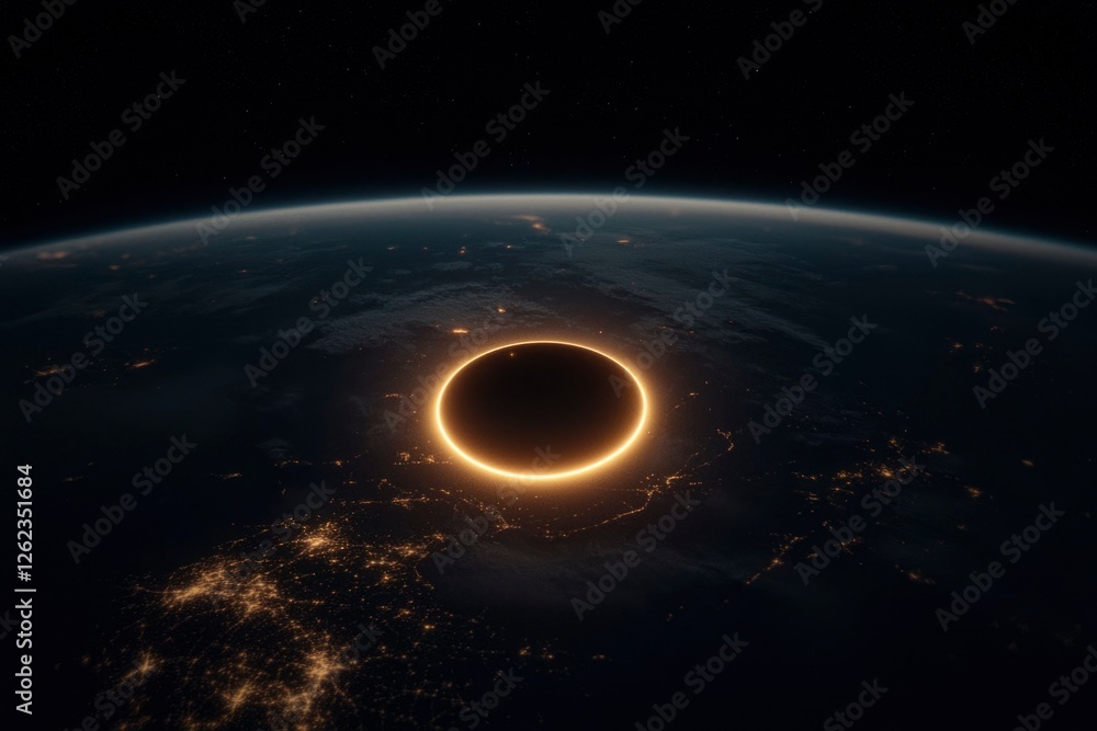 Poster eclipse view from space a celestial event occurs on earth seen from above