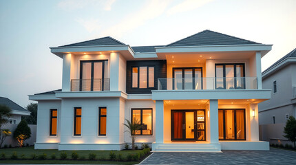 Fototapeta premium Newly Constructed House with Modern Architecture – Generative AI