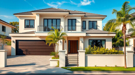 Fototapeta premium Newly Constructed House with Modern Architecture – Generative AI