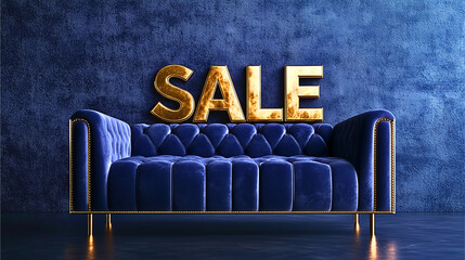 Refined velvet and gold sale concept with polished 3D text, perfect for premium brand promotions and exclusive offers.