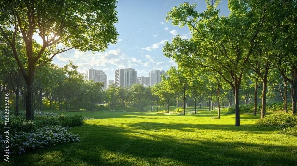 Poster a smart city built with ai-driven energy-efficient buildings, future-ready urban landscape, net-zero