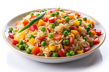 Delicious Vegetable Fried Rice on White