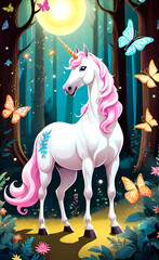 unicorn fantasy, cartoon, fairy tale 