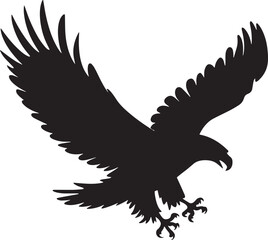 Flying Bald Eagle black and white Silhouette vector, A Bald Eagle black Silhouette Vector design.