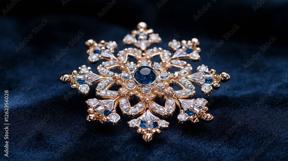 Poster beautiful intricate snowflake sparkling in a winter wonderland background