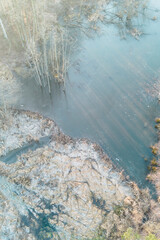 Winter scenery with snow and frozen water
