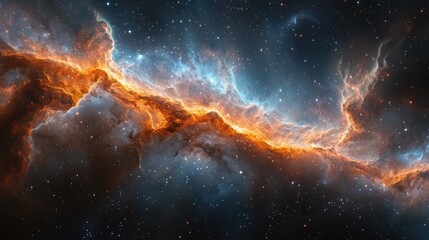 Obraz premium Vibrant Nebula Flowing in Cosmic Colors