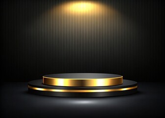 Luxury Black and Gold Podium on Black Carpet