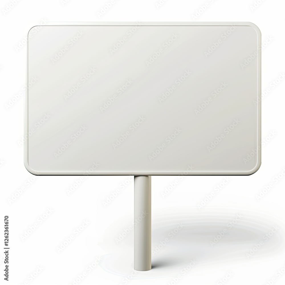 Poster a blank rectangular sign on a pole, ready for messages or information. isolated on white background