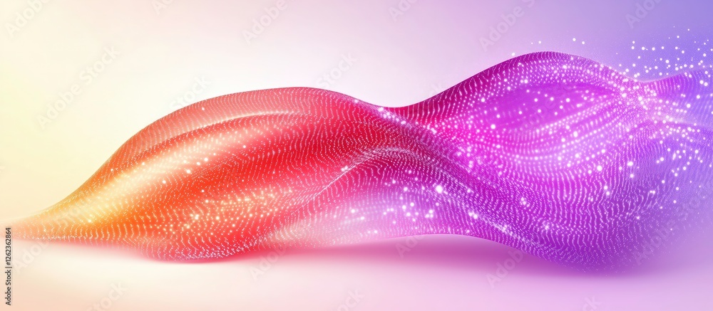 Poster abstract fluid wave: a mesmerizing digital wave of pink and red, pulsing with iridescent light, crea
