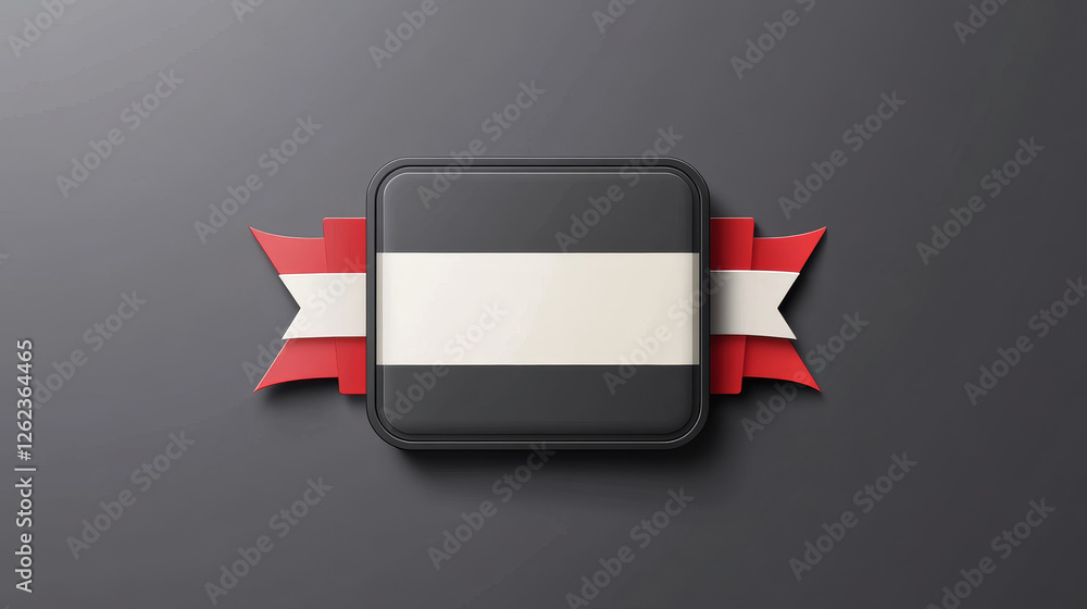 Poster guaranteed premium products label with text in a rectangular chambered frame with a ribbon banner in