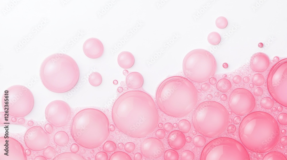 Poster a soft, pastel background featuring clusters of translucent pink bubbles, creating a soothing and wh