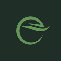 E letter leaf and wave icon logo vector concept design