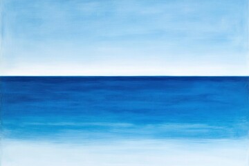 Fototapeta premium A serene seascape featuring a clear blue sky and calm ocean waters, blending in harmonious shades of blue.