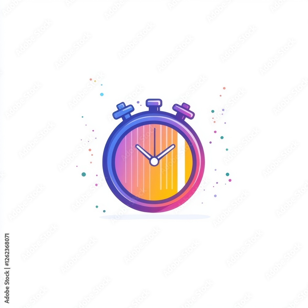 Poster a vibrant stopwatch icon with a colorful gradient, symbolizing time tracking and urgency in a modern