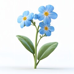 Artistic rendering of a blue forget-me-not flower on a white background