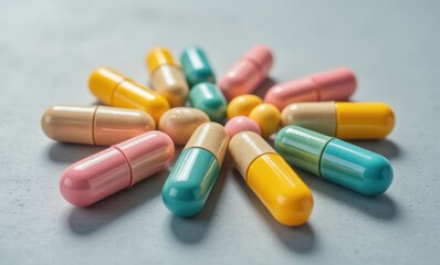 Colorful capsules arranged in a circle