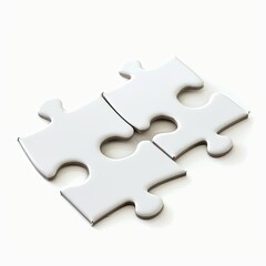 Obraz premium A set of four white puzzle pieces fitting together. isolated on white background