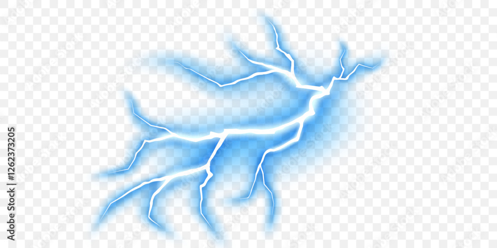 Wall mural lightning light effect background realistic flash with lightning electric explosion vector illustrat