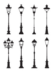 Antique Street Lamps Collection vector