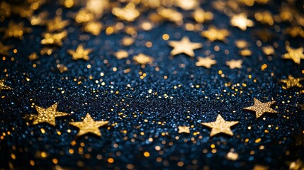 Golden stars and glitter create a festive atmosphere for celebrations and special occasions