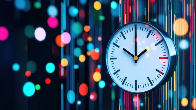 A symbolic clock overlaying graphs, representing tax deadlines.