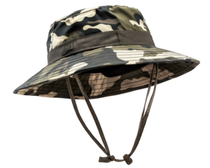 camouflage hiking hat with wide brim for sun protection, ideal for outdoor adventures. Its durable design ensures comfort and functionality in various environments